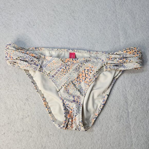 VICTORIA SECRET Bikini Bottom Knockout Sz XS Orange Purple Ruched - Picture 1 of 4